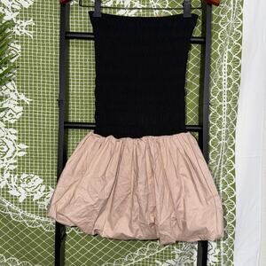 Windsor Black Smocked Bubble Hem Mini Dress